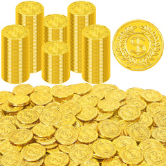 FULLIVE 120-piece plastic gold coins pack for pirate party décor