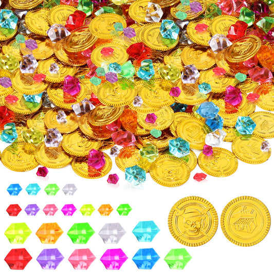 FULLIVE pirate coins gold coin close-up showing 1.38-inch diameter for treasure hunts.