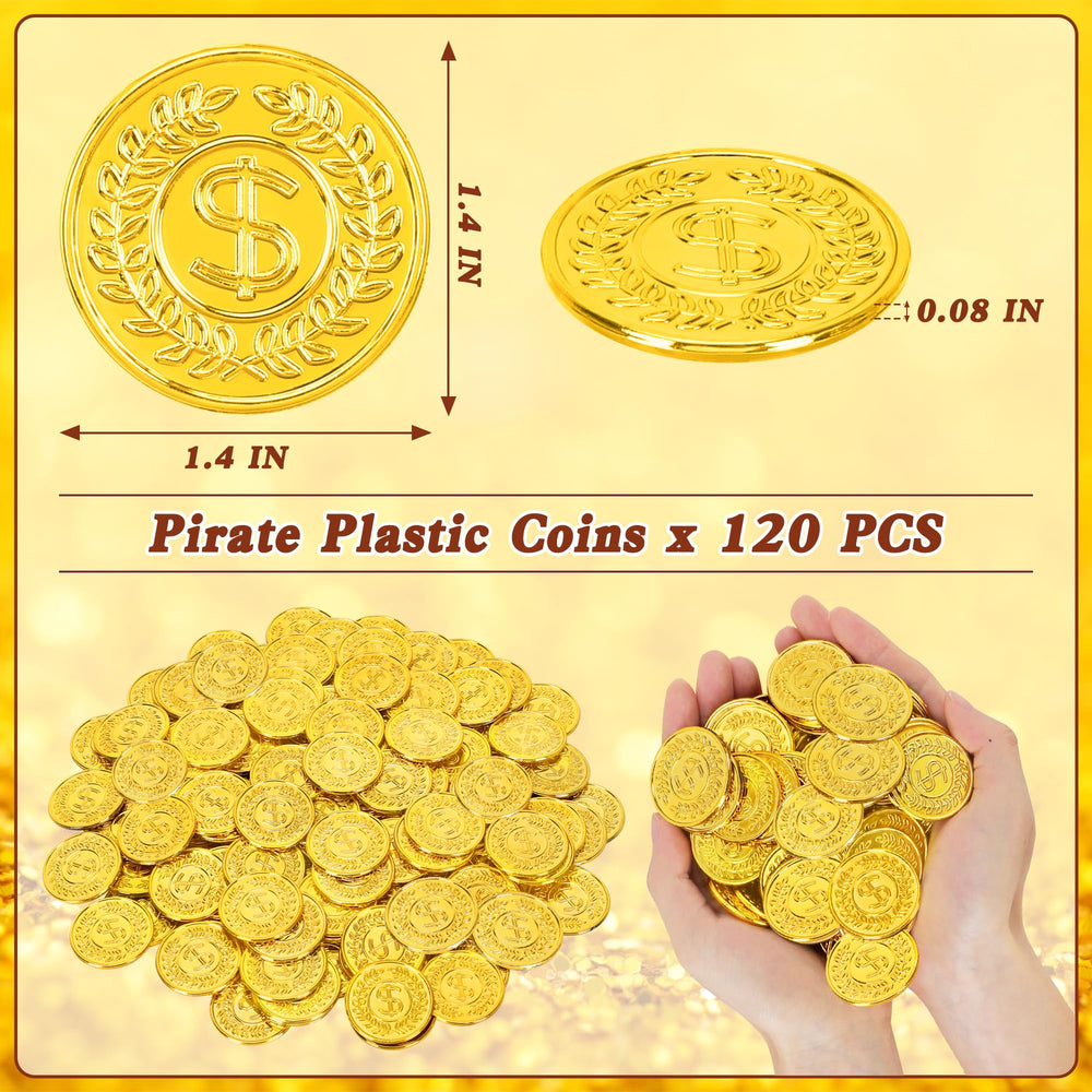 FULLIVE plastic gold coin 1-4in diameter for easy party props