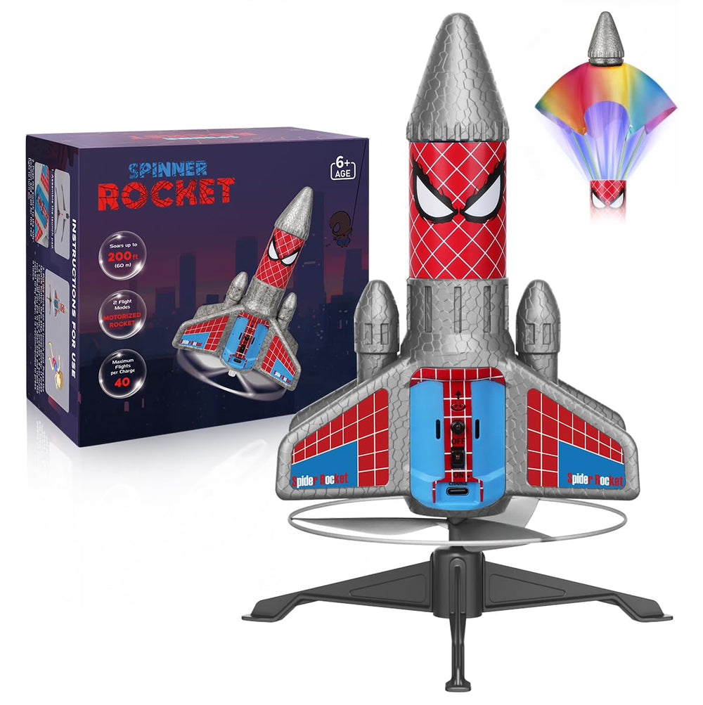 Fullware Rocket Launcher with spider-base ready for backyard launches, boosting outdoor fun