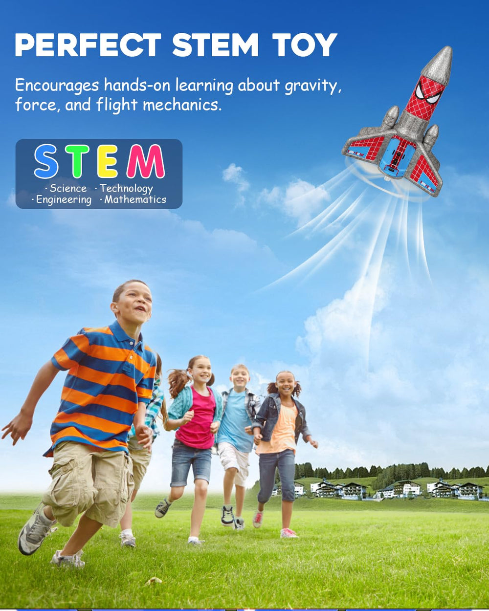 Fullware Rocket Launcher thick rocket body provides stable flights for durable play