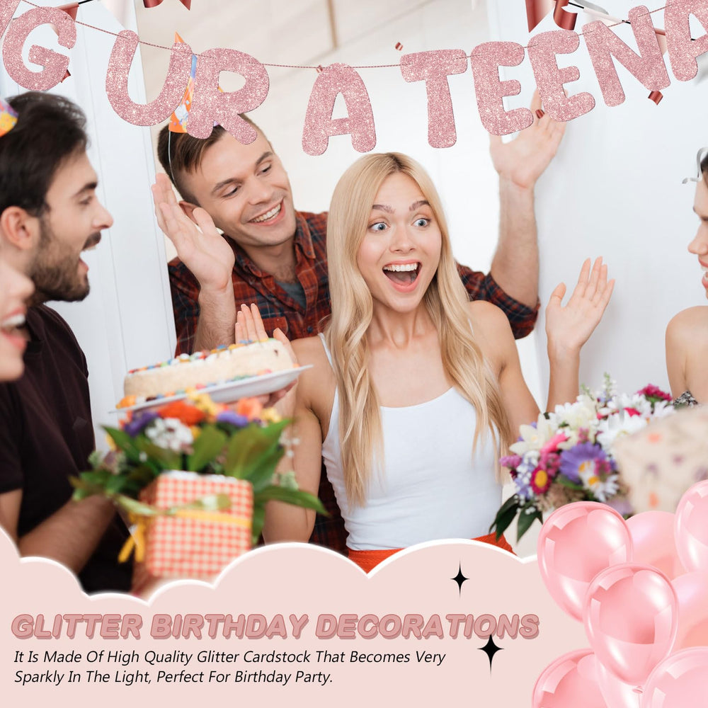Fulmoon glitter-letter banner on durable paper adds a classy party vibe.