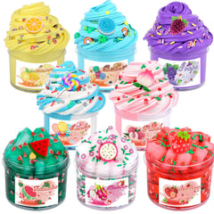 Fumeetplax clear slime with charms for imaginative sensory play.