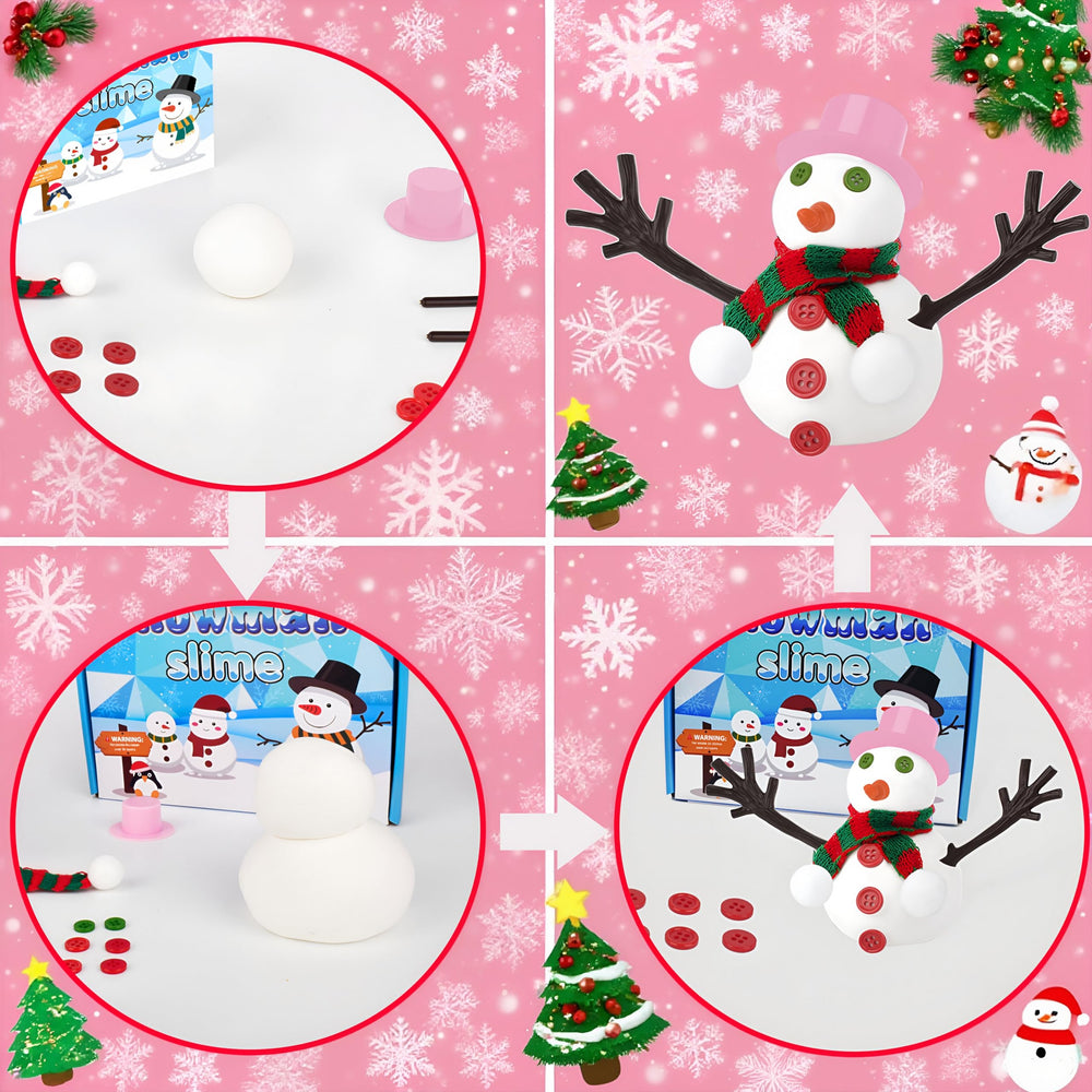 Fumeetplax Snowman Kit cloud slime creates soft, fluffy snow-like texture for creativity.