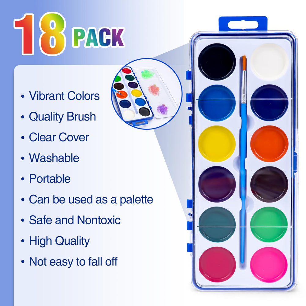 FUMILE 12-colors watercolor paints showing bright hues for color mixing.