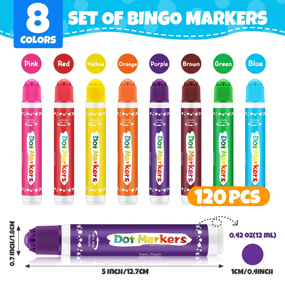 FUMILE 8-color bingo daubers showcase bright hues for classroom crafts.