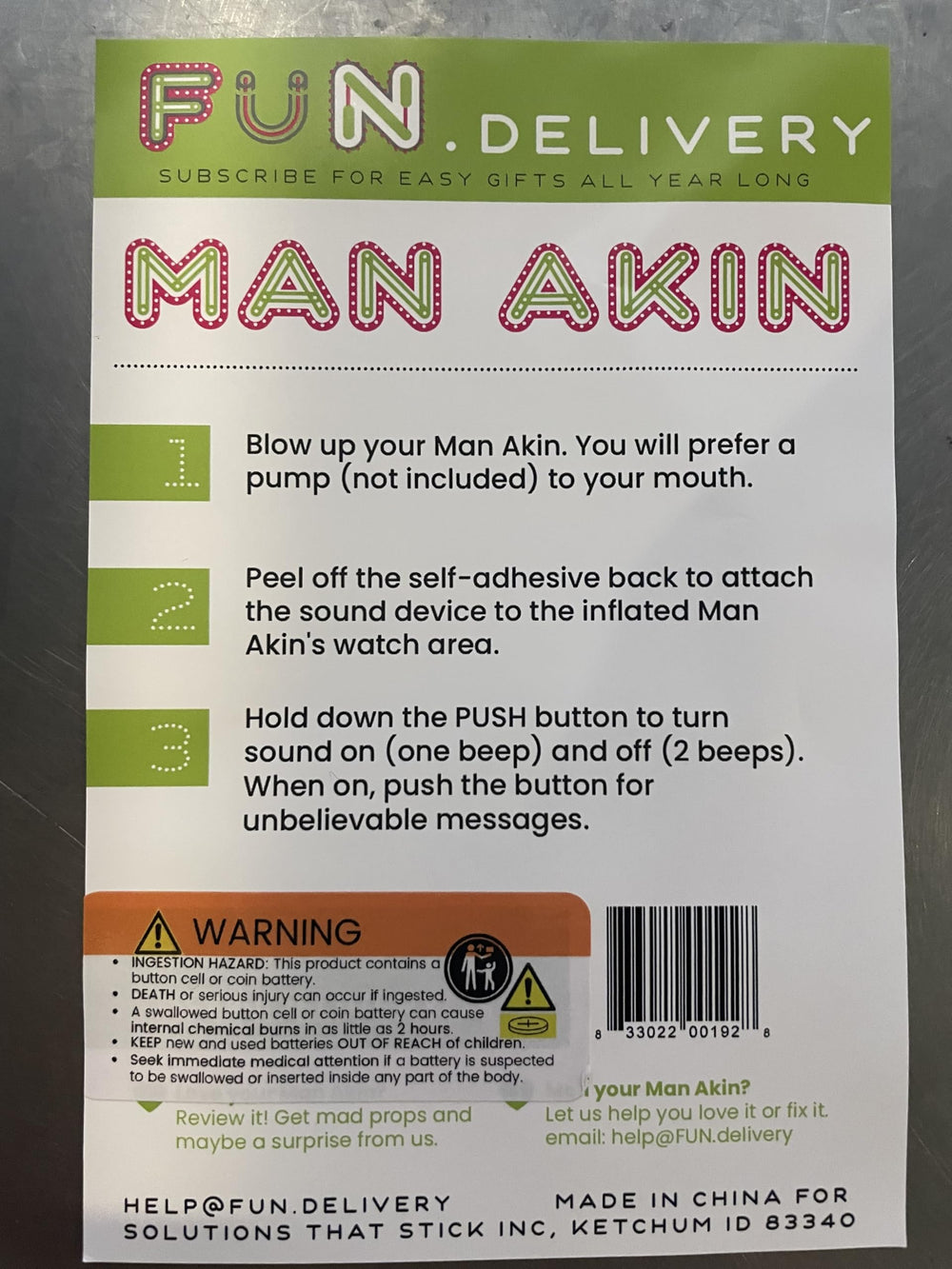 Man Akin serves as a playful divorce party prop for memorable moments.