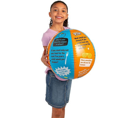 Fun Express All About Me ice breaker beach ball fosters team bonding during activities.