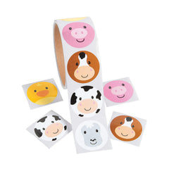 Fun Express Face Farm Stickers Roll featuring six animals for classroom rewards.
