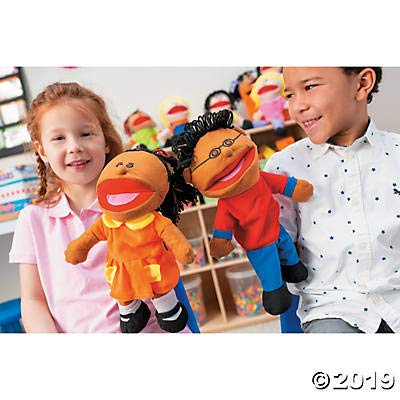 Fun Express 14-inch plush puppets ready for classroom machine washing