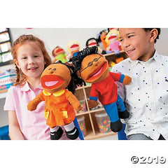 Fun Express 14-inch plush puppets ready for classroom machine washing