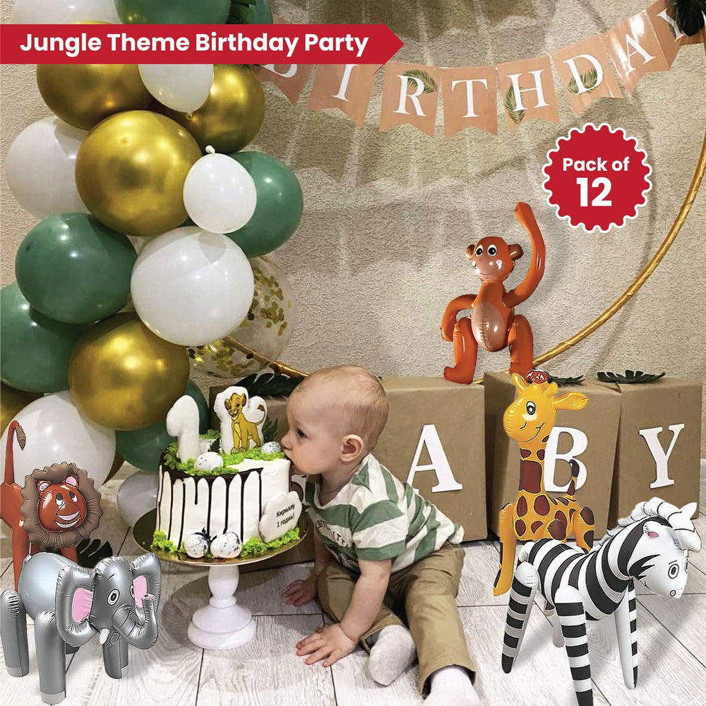 Fun Express inflatable tiger adds energy to jungle parties.