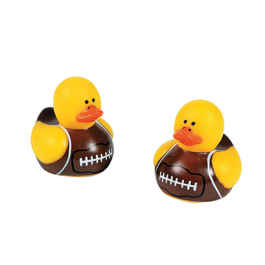 Fun Express mini football ducks used as tabletop decor for sports events.