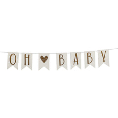 Fun Express Oh Baby banner, 7ft garland decor for baby showers.