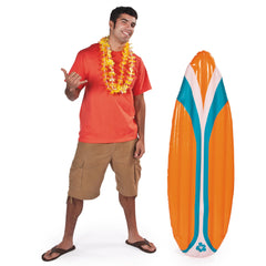 Fun Express surfboard inflatable with vibrant colors for beach-themed photo props.
