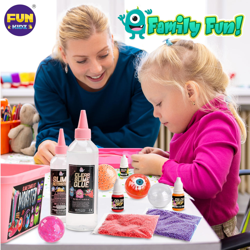 FUN KIDZ monster slime creation encourages imaginative crafting and sensory exploration