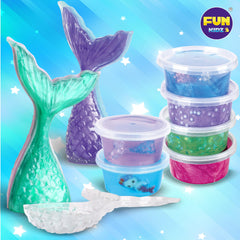 FunKidz Mermaid Slime Kit butter slime cloud texture delivers soft, glossy slime.