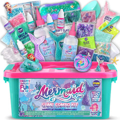 FunKidz Mermaid Slime Kit cover with bright colors sparks imaginative slime crafting.