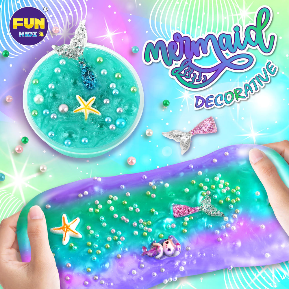 FunKidz Mermaid Slime Kit ocean glitter adds sparkle to creations.