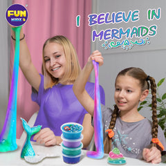 FunKidz Mermaid Slime Kit vanilla scent adds pleasant aroma for sensory play.