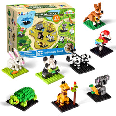 FUN LITTLE TOYS mini animal blocks show 12 unique zoo figures for classroom rewards.