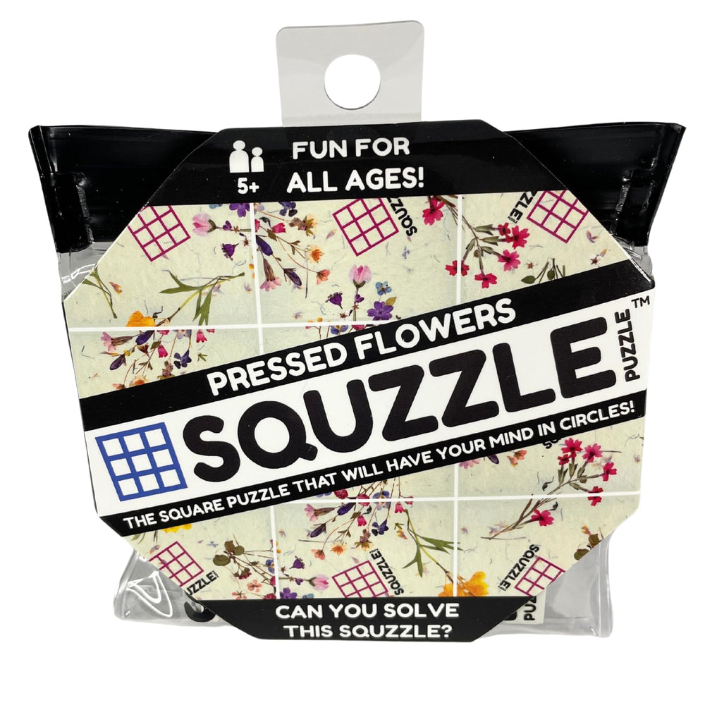 Fun Squared Games Squzzle pressed-flowers design shown in completed layout.