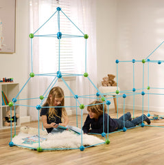 FUNbelievable fort in progress showcases a sturdy indoor structure