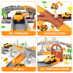 Funbud construction race track set construction cars speed across dynamic layouts.