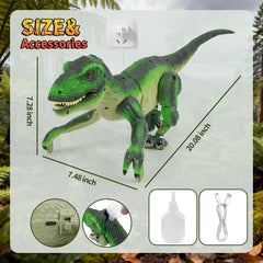 Funbud RC Dinosaur lights enhance the scene during night-time play sessions