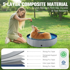 FunBy foldable dog pool drain system with large valve for quick water release