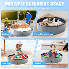 FunBy foldable dog pool in use with kids and pets for summer fun