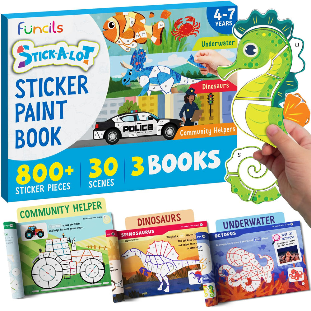 Funcils Paint by Sticker front cover showcases travel friendly art inspiration