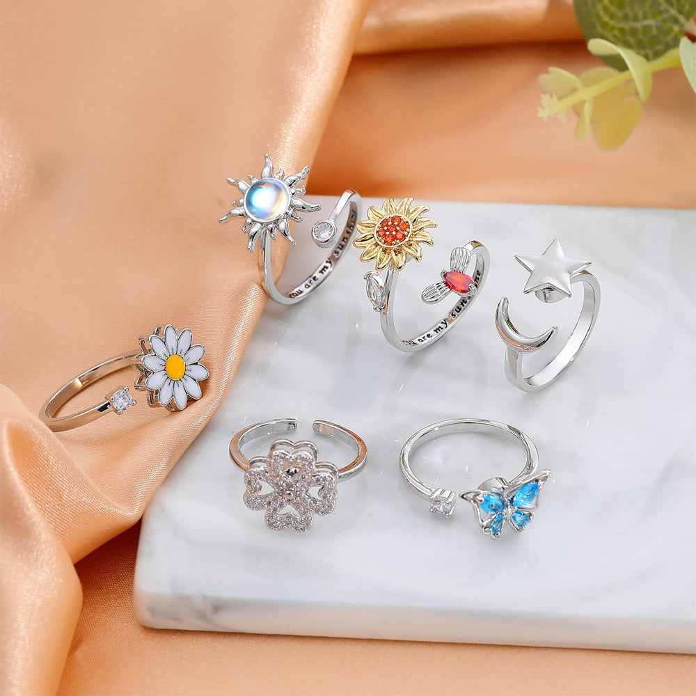 FUNEIA fidget ring butterfly design offers graceful spin for mood shifts.