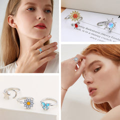 FUNEIA fidget ring four-leaf clover design for calm, stylish fidgeting.