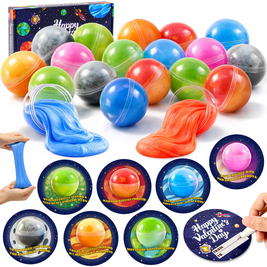 Funewest galaxy slime balls showcase vibrant 7-design collection for engaging classroom exchanges.