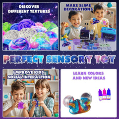 Funewest slime kit shows soft, stretchy slime for hands-on sensory fun.