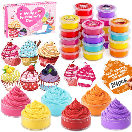 Funewest valentines butter slime pack for classroom exchanges and kid gifts