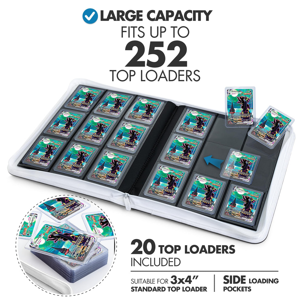Open pages reveal side-loading pockets for quick card access