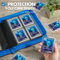 FunGuys Toploader Binder reinforced spine aids lasting durability during travel.