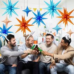 FunHot 10-inch four-point star balloon blue light enhances mixed color displays.