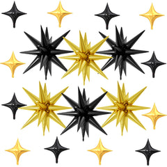 FunHot 22-inch gold explosion star balloon adds bold centerpiece for celebrations