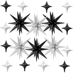 FunHot explosion star balloons black 22-inch create a dramatic party centerpiece.