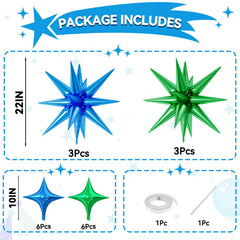 FunHot explosion star balloons green 22 inch vibrant backdrop