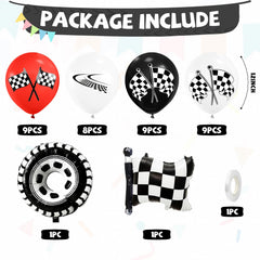 FunHot foil checkered flag balloon adds sparkle as a centerpiece.
