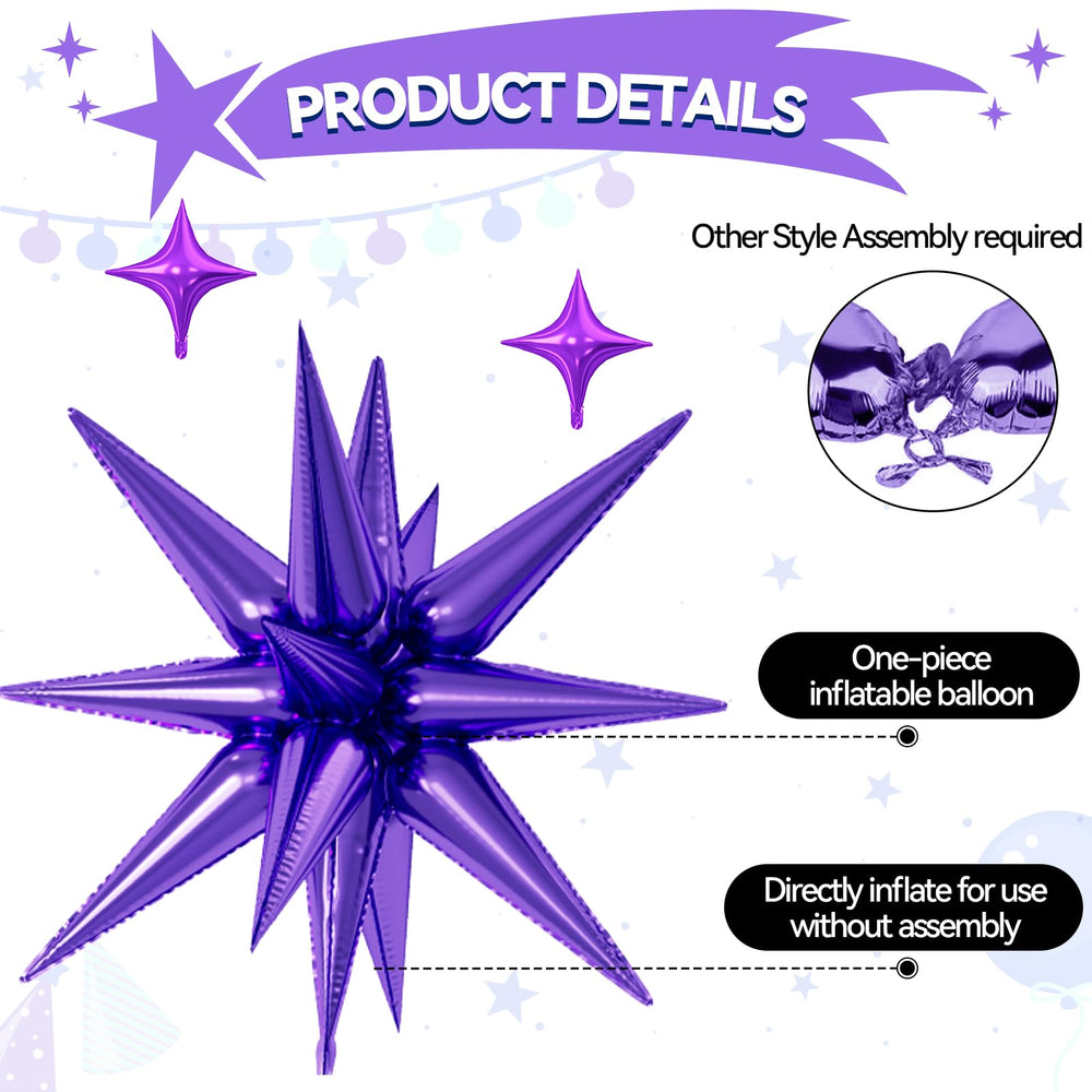 FunHot four-point star balloon, 10-inch, black, versatile wall decor accent.