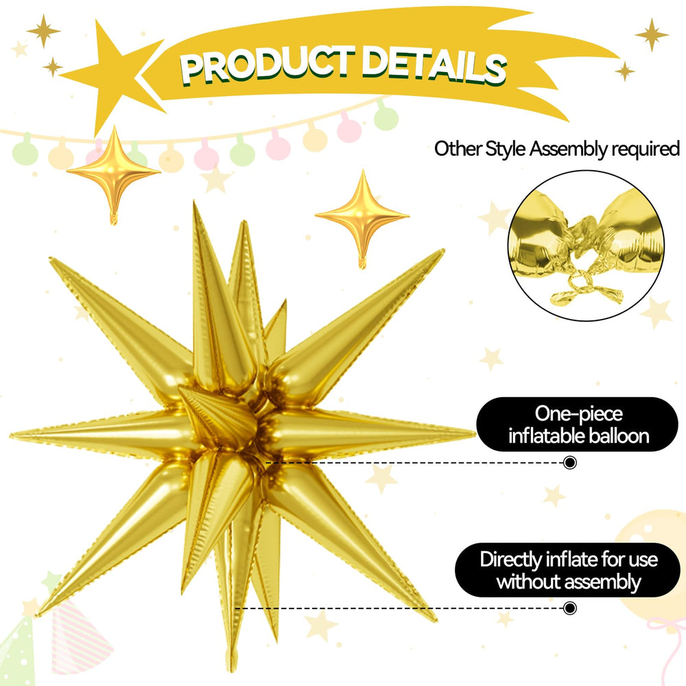 FunHot 10-inch gold four-point star balloon enhances modern party accents