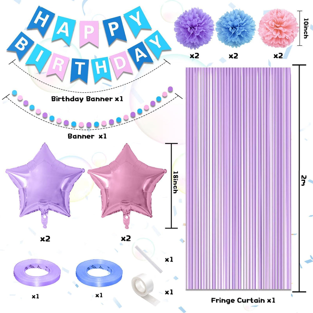 FunHot Happy Birthday banner creates a festive focal point.