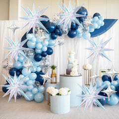 FunHot silver four-point star balloons create chic wall or arch accents