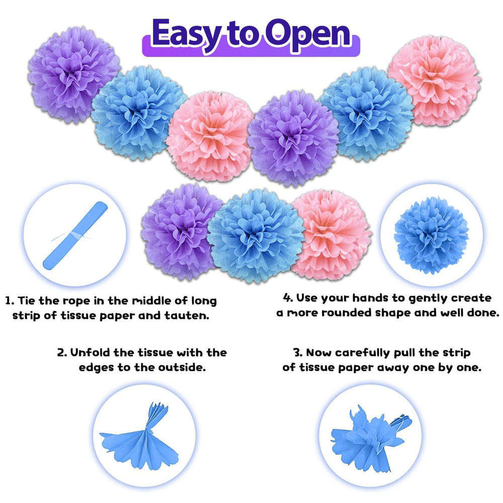 FunHot tissue pom-poms add texture and vibrant color to walls.