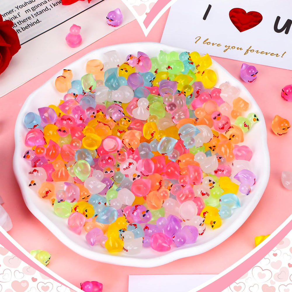 FUNID 8-color resin ducks glow-in-the-dark accents for dollhouses and mini gardens